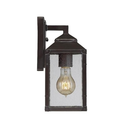English Bronze and Gold Outdoor Wall Lantern with Seeded Glass