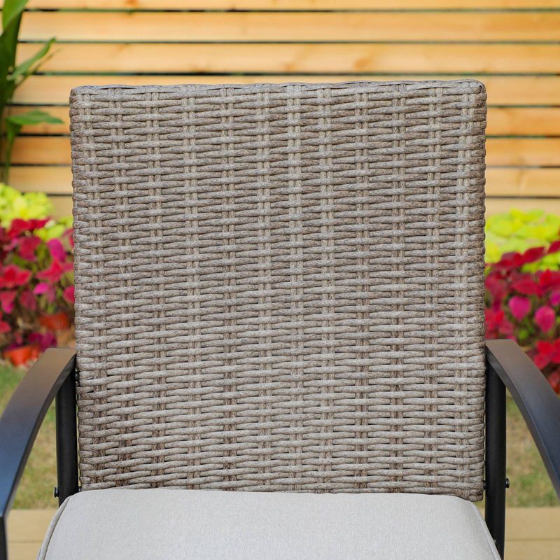 3pc Outdoor Set Metal Table &#38; Metal/Wicker Stools with Cushions - Captiva Designs, 4 of 10