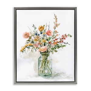 Stupell Industries Country Meadow Roses Floral Bouquet Watercolor Still Life Floating Frame Canvas Art - 1 of 4