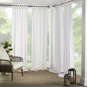 Elrene Matine Solid Tab Top Indoor/Outdoor Single Window Curtain for Patio, Pergola, Porch, Cabana, Deck, Lanai - Elrene Home Fashions - 1 of 4