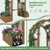 Wood Garden Arbor with Planter Boxes and Swing - Outdoor Arch Trellis with Pergola for Climbing Plants Vines Grapes - Backyard Decor,Party,Weddings - 4 of 4