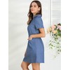Allegra K Women's Turndown Collar Chambray Solid A-Line Shirt Denim Dress with Pockets - 4 of 4