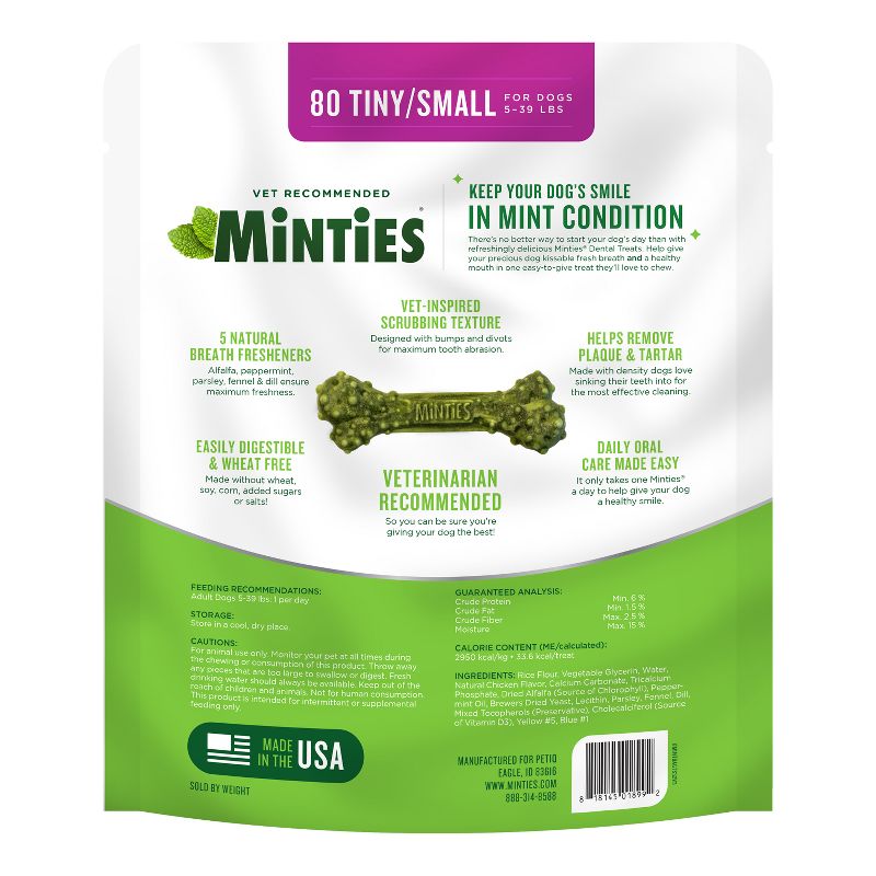 VetIQ Minties - Dental Peppermint Flavor Dog Treat - Tiny/Small, 3 of 7
