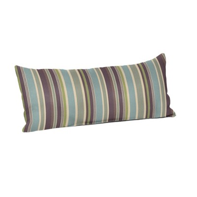 Casual Cushion Stripe Sunbrella Fabric 1-Piece Indoor/Outdoor Lumbar Pillow, 22"W x 9"L