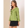 INSPIRE CHIC Women's Office Work Ruffle V Neck Long Sleeve Chiffon Peasant Blouse - 4 of 4