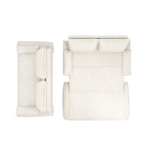 TiramisuBest 73.2" Convertible Queen Sofa Bed, Beige/White Velvet 3-in-1 Loveseat Sleeper for Apartment or Office - 1 of 4