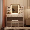 Vanity Desk with Mirror and Lights, Makeup Vanity Set w/Desk and Stool, Power Outlet, Vanity Table w/6 Storage Shelves - 4 of 4