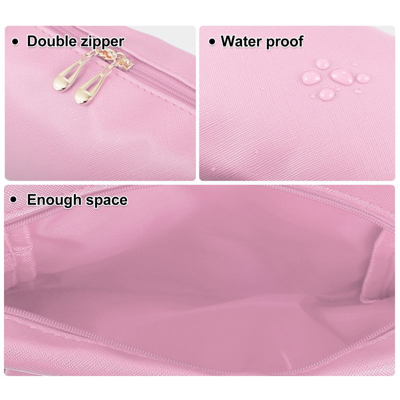 Unique Bargains PU Leather Waterproof Makeup Bag Cosmetic Case Makeup Bag for Women L Size Pink 1 Pcs, 3 of 7