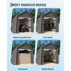 10x10FT Outdoor Storage Shed Carport with Roll-Up Zipper Door, Portable Garage Storage Shelter Heavy Duty Waterproof PE Tarp for Bike, ATV, Grey - 3 of 4