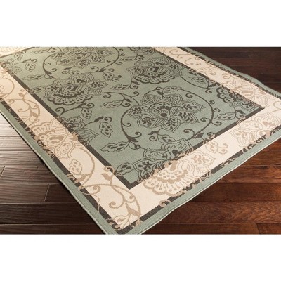 Joel Green and Beige Round Wool Area Rug