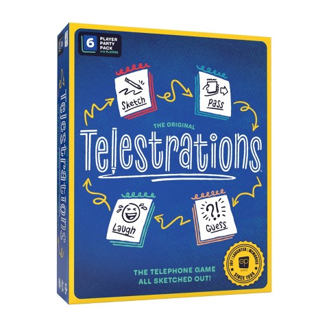Детские игрушки The Op Games Telestrations 6 Player Game: Social Skills Educational Party Game, Includes Cards & Dry Erase Boards