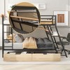 Full/Twin Size Metal Bunk Bed with Built-in Desk, Light and 2 Drawers, Black-ModernLuxe - image 3 of 4