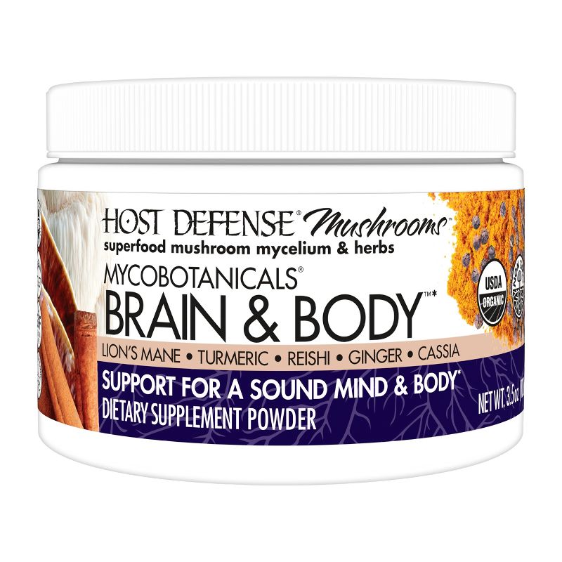 Host Defense MycoBotanicals Brain & Body Powder, Mushroom Supplement, Plain, 3.5 Ounce, 1 of 10