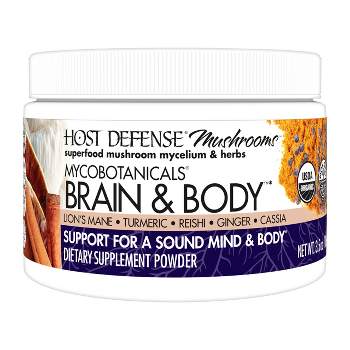 Host Defense MycoBotanicals Brain & Body Powder, Mushroom Supplement, Plain, 3.5 Ounce