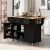 LunaLulinlk Kitchen Cart with Rubber wood Drop-Leaf Countertop - 2 of 4