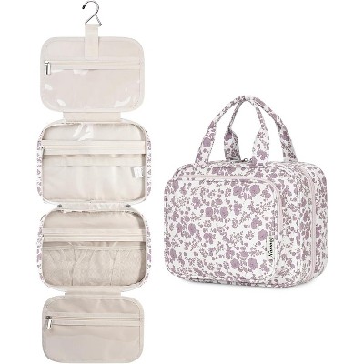 Narwey Hanging Floral Toiletry Bag for Women Travel Makeup Bag