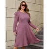 Women's Knit Sweater Dress Crew Neck Midi Dress Long Sleeve Casual Dress Ruffle Hem Slim Fall Dress Wine Red 3XL - 2 of 4