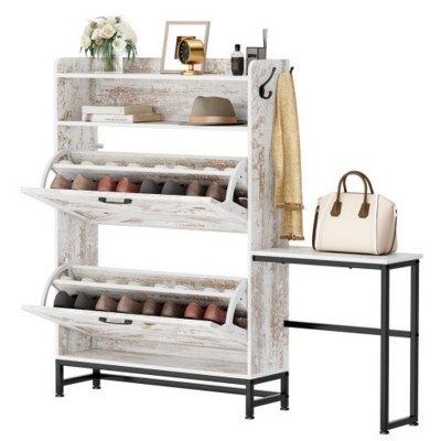 Syemin Shoe Racks Shoe Cabinet, Entry Home Shoe Cabinet, Entrance Balcony Storage Cabinet, Large Capacity Shoe Rack, White, 51.18"*9.45"*45.08"