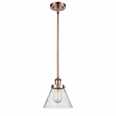 Cone - 1 Light Stem Hung Mini Pendant In Industrial Style-10 Inches Tall and 8 Inches Wide