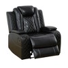 MAYEERTY Intelligent Power Recliner Chair, Leather Electric Recliner with USB Charging & Storage Armrest, Adjustable Backrest for Living Room, Black - 2 of 4