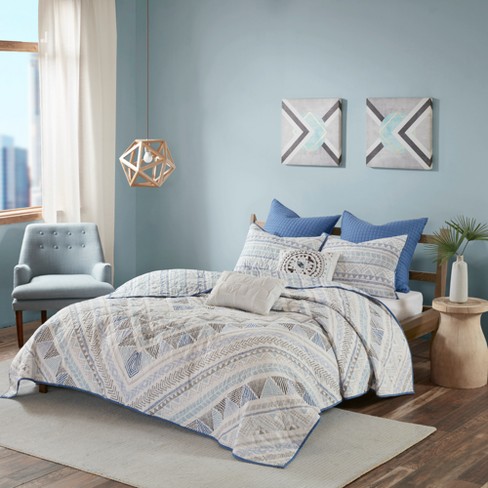 Blue Sydney Cotton Reversible Coverlet Set 7pc Target