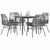 vidaXL Patio Dining Set with Cushions Outdoor Dining Furniture Poly Rattan Glass - Gray 31.5" x 31.5" x 29.1" 4 Piece - 2 of 4