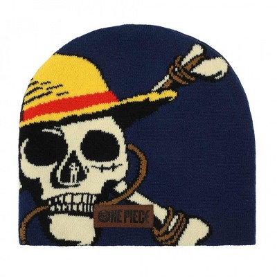 Adult One Piece PU Patch Skull Beanie