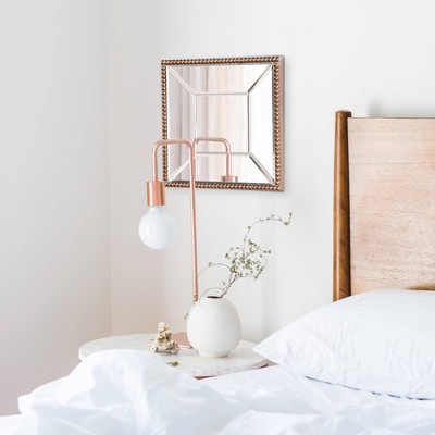 Antique Gold Square Wood Wall Mirror, 12" x 12"
