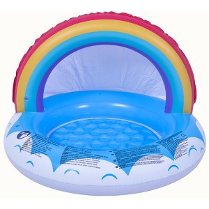 Pool Central 37" Inflatable Rainbow Canopy Baby Swimming Pool - 1 of 4