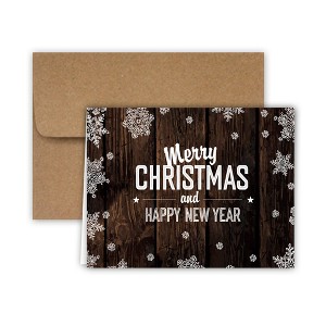 Paper Frenzy Rustic Christmas Cards and Envelopes - 25 pack - 1 of 3