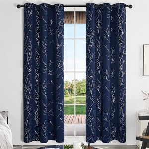 Deconovo Blackout Silver Tree Twigs Curtains 42 Width(2 Panel) - 1 of 4