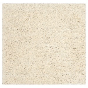 White Solid Shag and Flokati Tufted Square Accent Rug 4