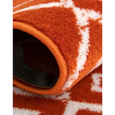 Rectangular Orange Trellis Stain-Resistant Synthetic Rug
