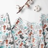 Bacati - Safari Animals Allover Print Aqua Orange Gray 100 percent Cotton Universal Baby US Standard Crib or Toddler Bed Fitted Sheet - 2 of 4