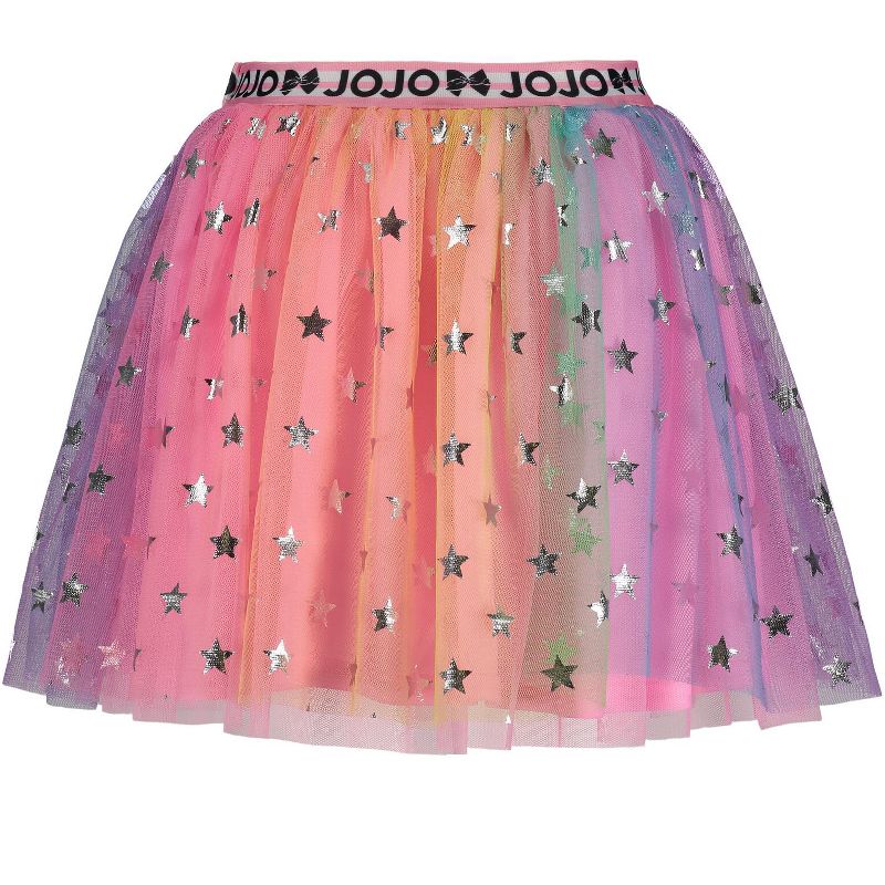 JoJo Siwa Rainbow Little Girls Tulle Mesh Mesh Skirt Skirt with Stars , 2 of 4