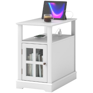 Narrow Side Table End Table with Charging Station, USB Ports, Modern End Table with Storage for Living Room - 1 of 4