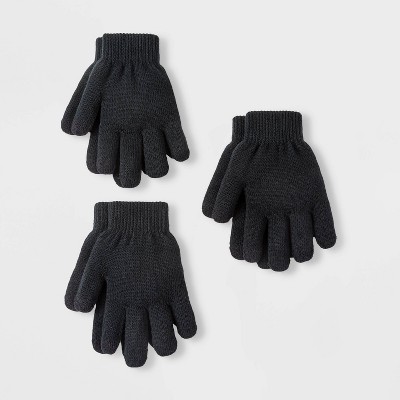 Boys' 3pk Gloves - Cat & Jack™ Black
