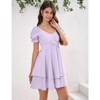 Coolmee Women's Ruffle Wrap Flowy Dress Puff Sleeve Flounce Short Sleeve A Line Mini Dress - 4 of 4