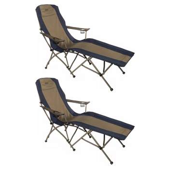 Kamp Rite KAMPFL145 Heavy Duty Steel Frame Soft Arm Portable Folding Outdoor Weatherproof Camping Lounger Lounge Chair with Carry Bag (2 Pack)