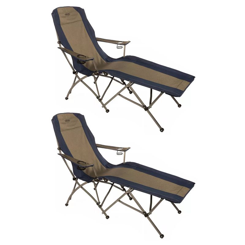 Kamp Rite KAMPFL145 Heavy Duty Steel Frame Soft Arm Portable Folding Outdoor Weatherproof Camping Lounger Lounge Chair with Carry Bag (2 Pack), 1 of 5