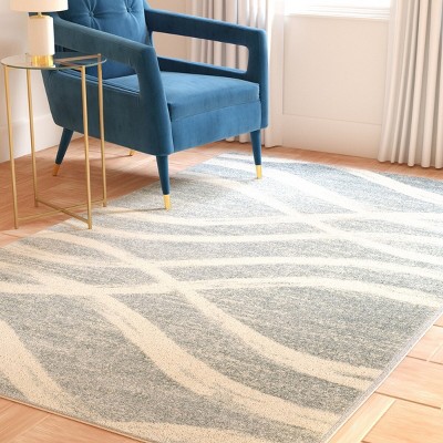 Cream and Slate Synthetic Easy Care Runner Rug