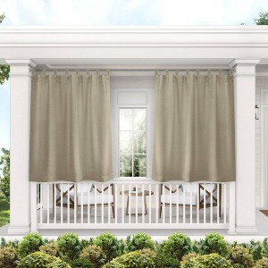 Set of 2 Indoor/Outdoor Solid Cabana Tab Top Window Curtain Panel - Exclusive Home - 1 of 4