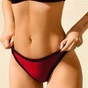 Women's Burgundy Low-Waist Cheeky Black Trim Bikini Bottoms - Cupshe - 4 of 4