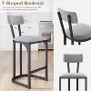 Bar Stools Set of 2 - Ergonomic T-Back Counter Height Stools with Velvet Upholstery gray - 3 of 4
