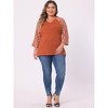 Agnes Orinda Women's Plus Size Top Raglan Floral Print V Neck 3/4 Sleeve Peasant Blouse - 3 of 4