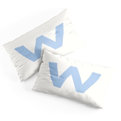 Deny Designs King April Lane Art Block Blue Monogram W Microfiber Printed Pillow Sham