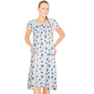 JEFFRICO Womens Nightgowns Short Sleeve Sleepwear Soft Pajama Dress Nightshirts - 1 of 4