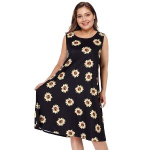 Womens Plus Size Casual Boho Sundress Summer Sleeveless Dresses - 1 of 1