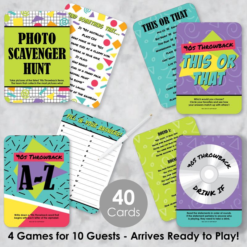 Big Dot of Happiness 90’s Throwback - 4 1990s Party Games - 10 Cards Each - Gamerific Bundle, 2 of 9