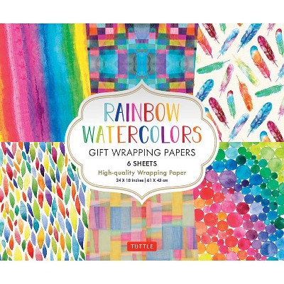 Rainbow Watercolors Gift Wrapping Papers - 6 Sheets - by  Tuttle Editors (Paperback)